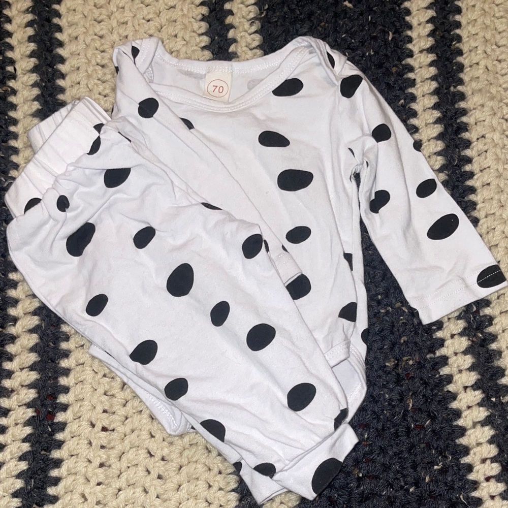 White and Black Polka Dot Baby One-Piece Set
